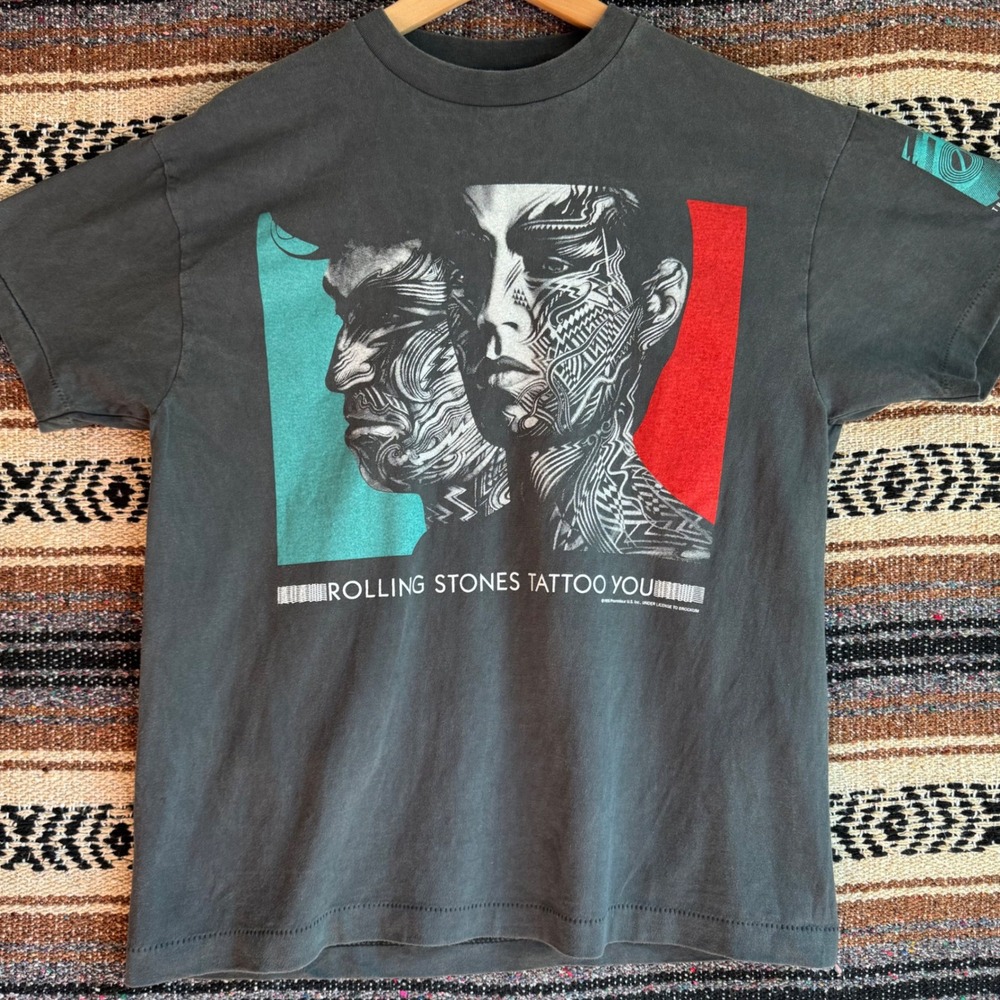 Rolling Stones Tattoo You Tshirt L Grey 1989 Tour Band Tee Reprint